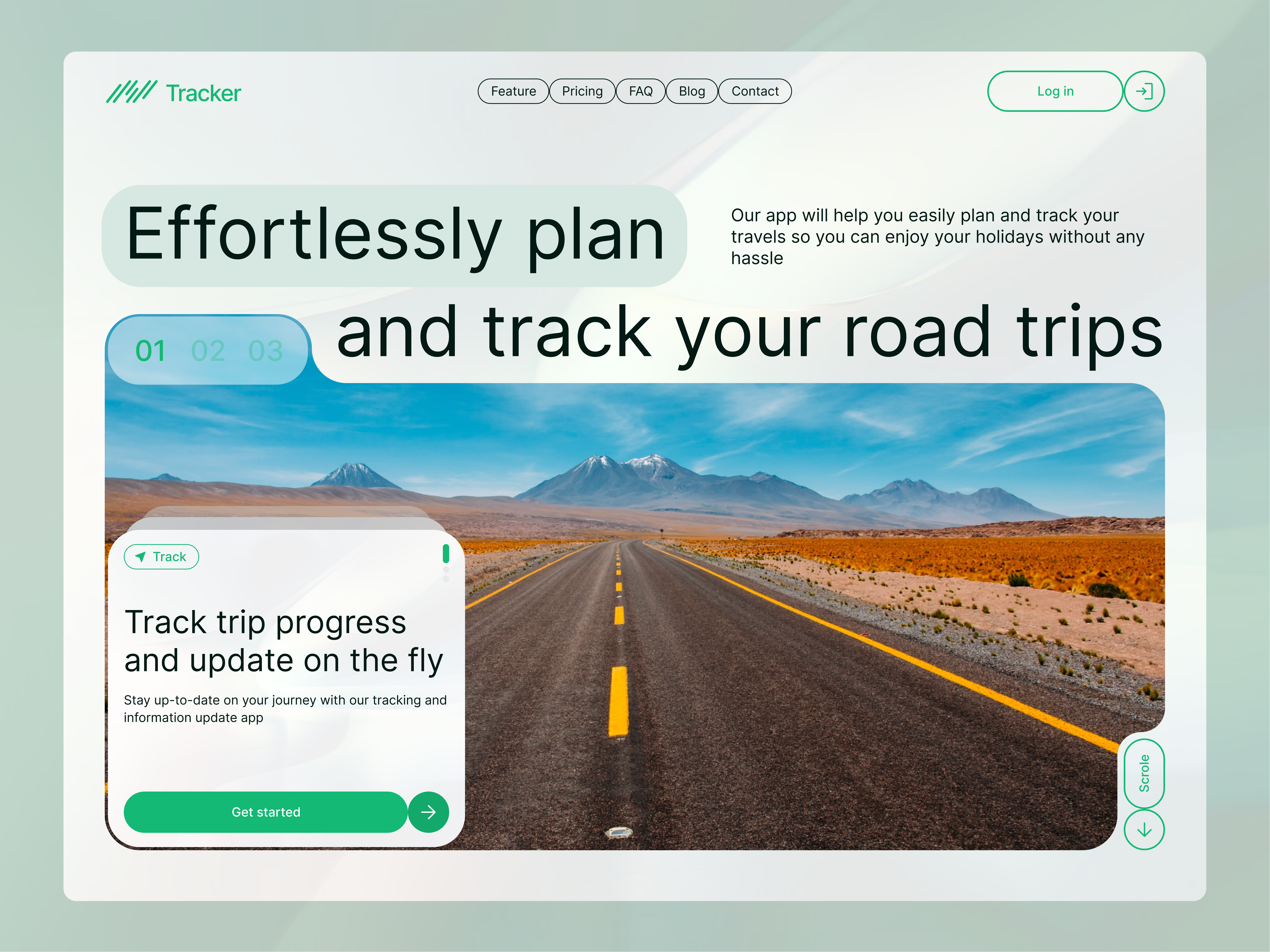 Interface concept for a travel planning and tracking website business website design hero interface landing page service ui user interface ux visual design web webdesign website design