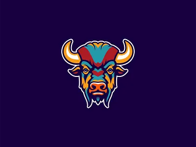 Bison Logo animal bison bovine branding buffalo bull colors design emblem herd icon illustration logo mark mascot sports strong vector wildlife zoo