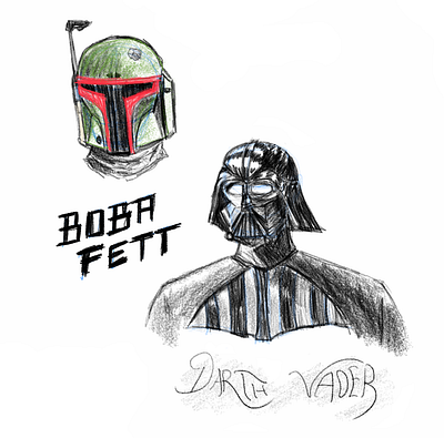 Boba Fett & Darth Vader applenotes applepencil bobafett darthvader fett sketch starwars vader