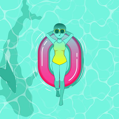 Chill in the pool 2d alphabet animation design flat gif girl illustration logo motion motion graphic pool ui