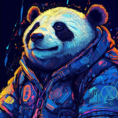Colorful panda vector illustration ai art ai generated animal digital art illustration midjourney panda