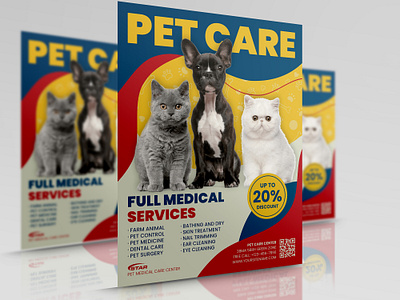 Pet Care Center Flyer Template animales business clinic corporate design flyer health care illustration leaflet medical poster services