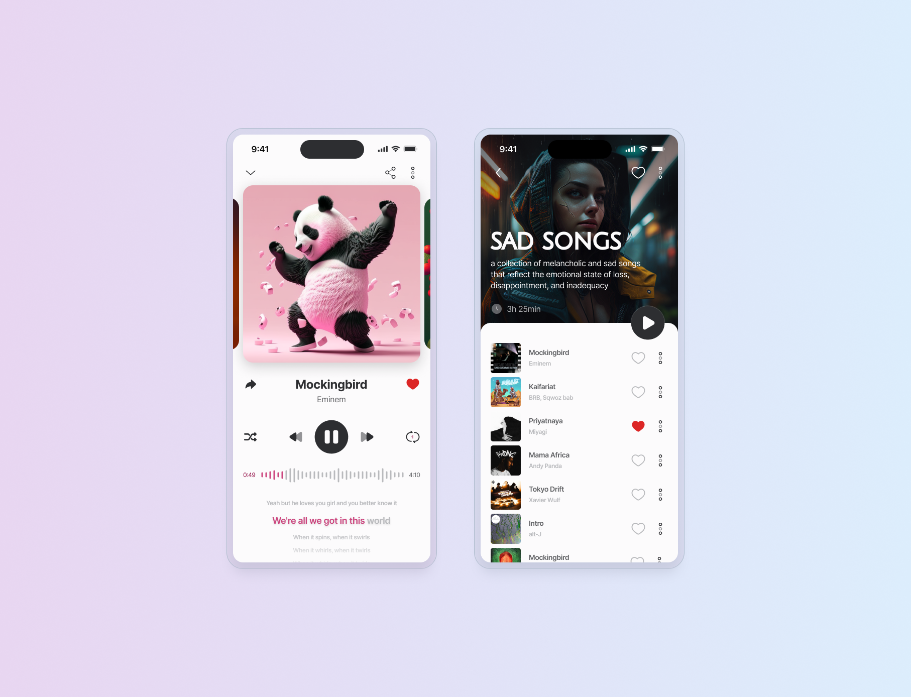 Music Player Mobile App app appdesign audio design ios list minimal mobile mobile app mobile ui music play player playlist song sound ui ui design ux uxui