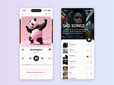 Music Player Mobile App app appdesign audio design ios list minimal mobile mobile app mobile ui music play player playlist song sound ui ui design ux uxui