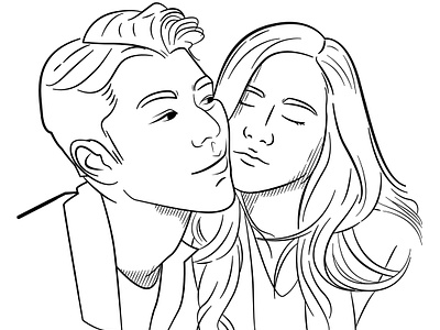 Couple Line Art 2d illustration adobe illustration cartoon illustration character design couple line art couple portrait design flat design illustration line art line drawing ui