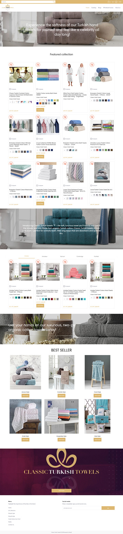 Shopify Website for America's #1 Turkish Towel Manufacturer. analytics branding design e commerce website ecoomerce javascript javascript libraries landing page mailchimp payment processors shopify shopify chat shopify plugins shopify theme ui website development