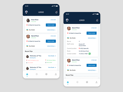 Students Bus Tracker App User Interface app branding bus tracker design graphic design illustration tracking ui ux