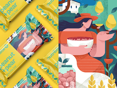 Granola Bar Packaging: Peanut and Pear brand identity branding design design studio digital art digital illustration food branding fruit granola granola bars graphic design healthy food identity design illustration illustration art illustrator marketing packaging packaging design snack