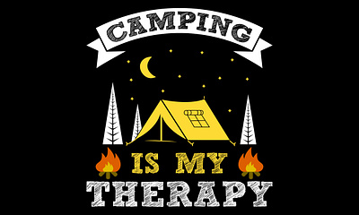 Camping Is My Therapy T shirt Design adventure camping design illustration mountain t shirt t shirt design typography vector world