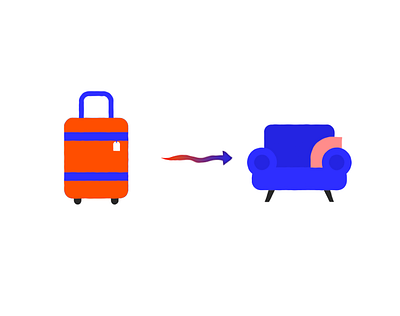 Morphing 2.5d animation 2d animation 2d morphing after effects animation chair couch fake 3d fake 3d animation gif luggage morphing suitcase