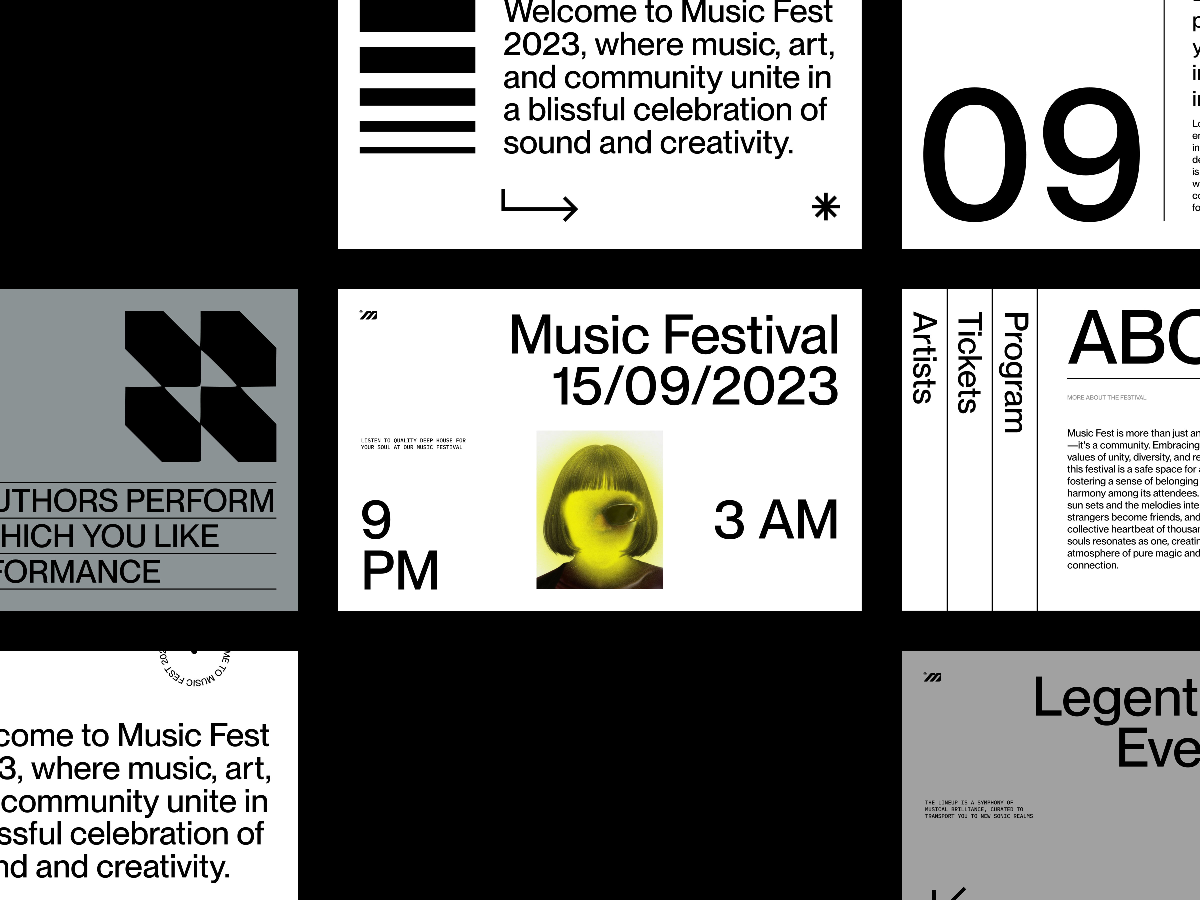 Wesite for Music Festival® event fashion festivale landing page minimalism music sections website