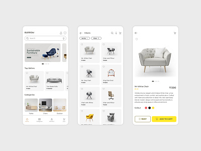 Burrow - Ecommerce App UI app burrow dailyui design ecommerce app ecommerce app ui furniture app furniture app ui karthik b karthik karki mobile design ui uichallenge ux website webui