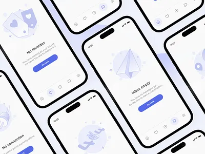 Empty States for Marketplace | Freebie apiko app app empty states design empty empty state error state freebie illustration marketplace marketplace empty states mobile app ui uiux ux