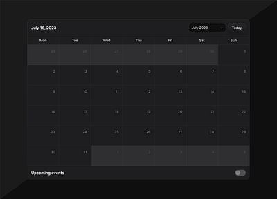 Calendar widget button calendar components crypto dark mode dashboard date date picker dropdown inputs light mode shiny switch toggle widget