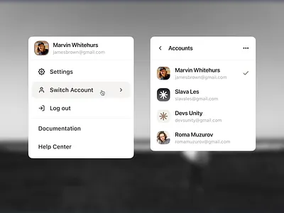 Modern Site© [Q] 2 → P / 4 account components design design system dropdown interface list manage members minimal platform product design saas switch typography ui ui kit user flow ux