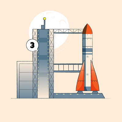 Rocket launch 2d animation flat gif illustration motion motion graphic rocket