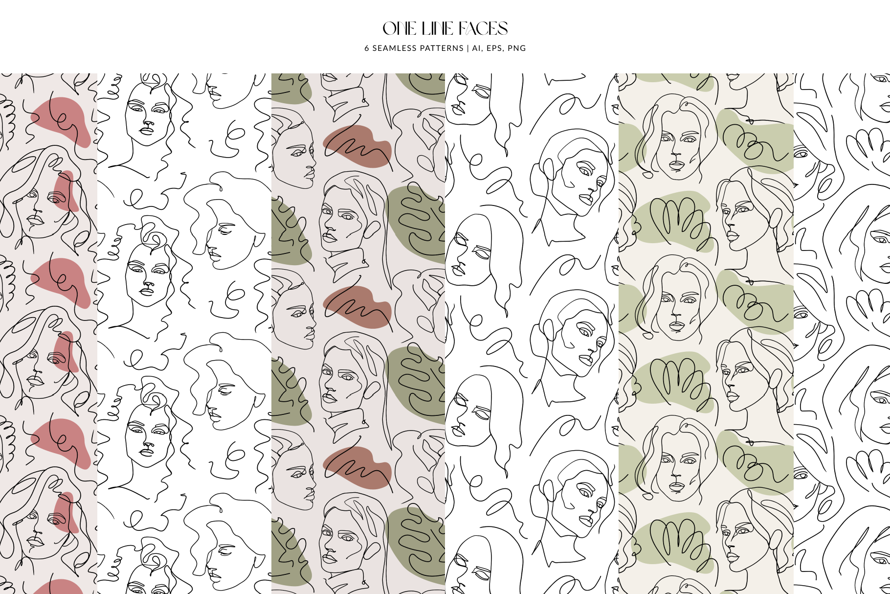 One line faces patterns by Promo Graphics on Dribbble