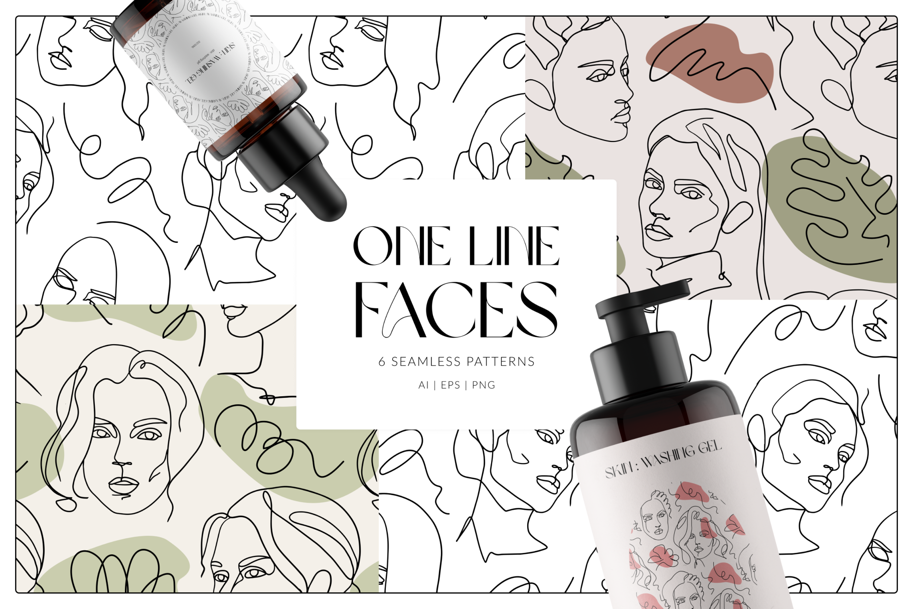 One line faces patterns by Promo Graphics on Dribbble