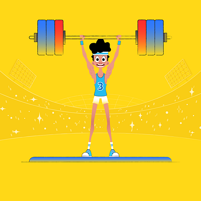 Weightlifting athlete 2d alphabet animation athlete flat gif illustration lifting motion motion graphic weight