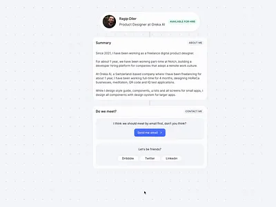 Personal Website Animations (LIVE) animation clean ui figma framer hover effects light personal personal website portfolio portfolio design portfolio web ragip diler web design