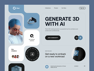 Hex AI Website design interface product service startup ui ux web website