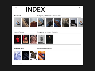 FF Index agency desktop grid index layout our work photographer photography photos portfolio projects studio type website whitespace work