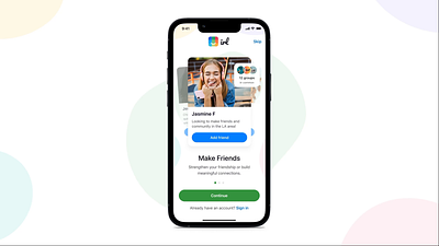 IRL Social App: Welcome Screen Intro Animation animation clean community events friends get started groups intro ios irl social transition ui welcome