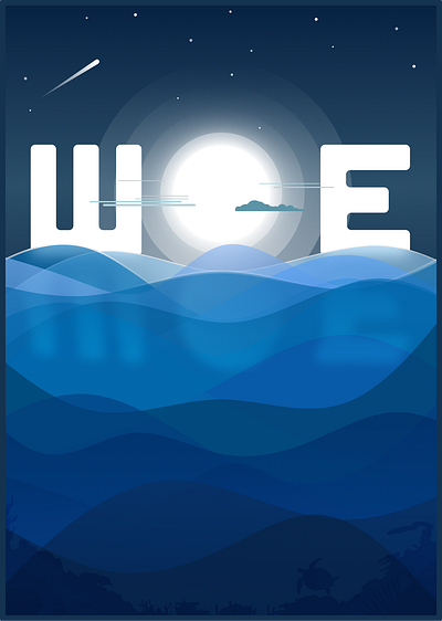 Typographic poster with a water reflection design illustration minimalist poster