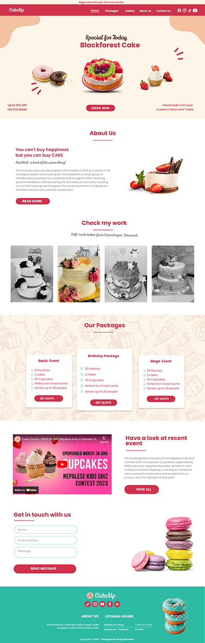 CakeUp Homepage | Bakery Homepage branding design mockup ui