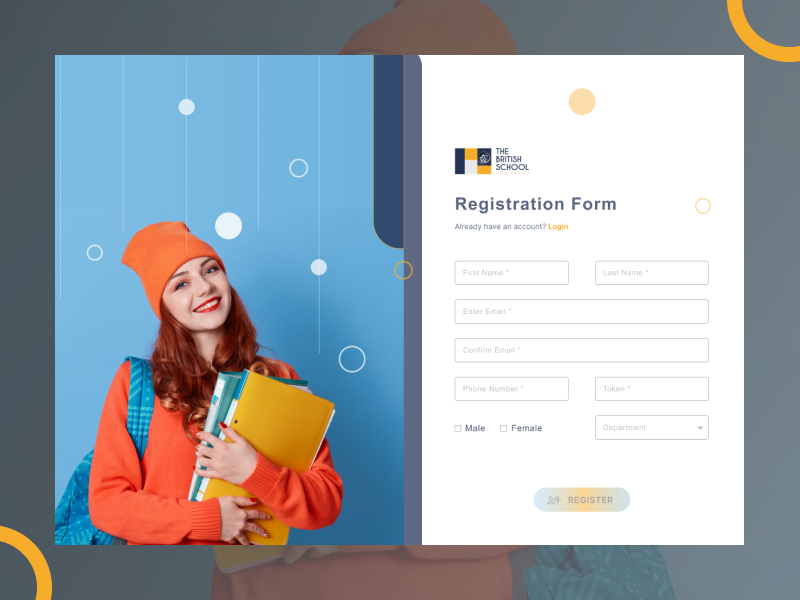 Registration Screen animation app branding dashboard design graphic design heropage homepage illustration inspiration landingpage logo register school signin signup ui uiux vector website