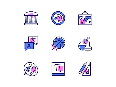School subjects - line icons set design education geography icon learning line maths school science style subject vector