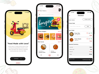 Food delivery App Design🍔🍟🍕🍗 delivery app design food app graphic design illustration mobile design typography ui