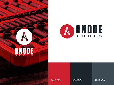 Anode Tools Logo and Branding a a letter logo anode branding graphic design logo red steel worker tools tools manufature