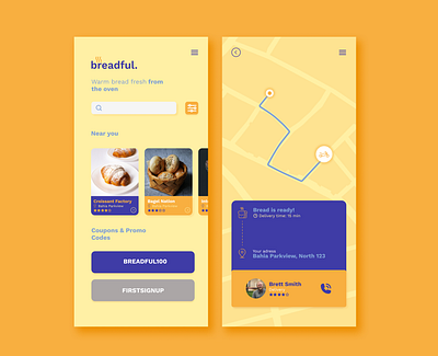 Breadful - UI Design bread app delivery app figma ui ui design