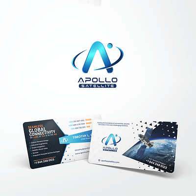 Apollo Satellite Communications LLC Logo and Business Card branding businesscard design graphic design illustration logo logodesign ui ux vector