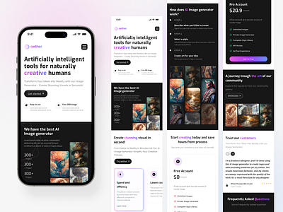 Aether - AI Image Generator Website (Mobile Responsive) ai image generator ai landingpage ai website artificial intelligence image generator landingpage mobile mobile responsive ui web design website