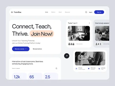 TutorElse: Elegant And Minimal UI Concept Design coaching design edtech education flat gradient tutor ui uidesign uiux