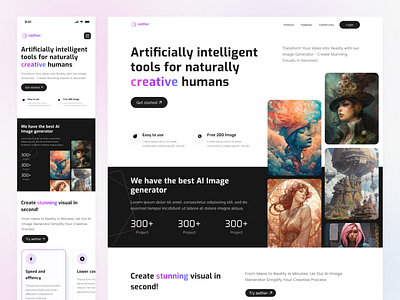 Aether - AI Image Generator Website (Mobile Responsive) ai ai landingpage ai website artificial intelligence landingpage mobile mobile responsive ui website