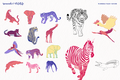 Savannah & Wildlife Illustrations animals branding graphic design illustration illustrations industrial design kids illustrations nursery packaging design patterns print design product design savannah seamless pattern textile design wildlife