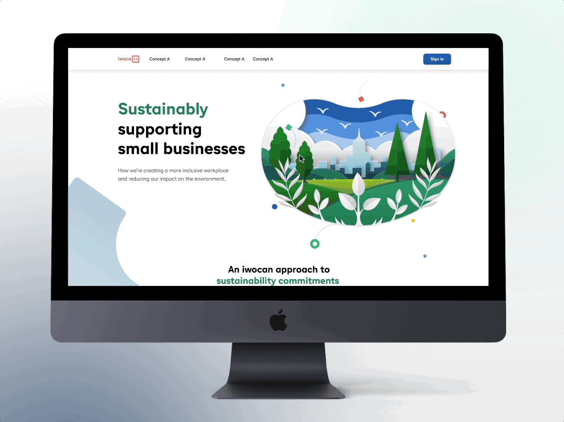 Desktop Website Design for Small Business Sustainability Impact apps banking banking app branding business clean eco ecological global illustration impact loans small business loans sustainability ui