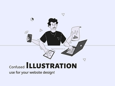 Confused illustration app illustration black white boy confused illustration financial financial illustration guy illustration illustration mobile app ui ui design using app using laptop using mobile web app web illustration