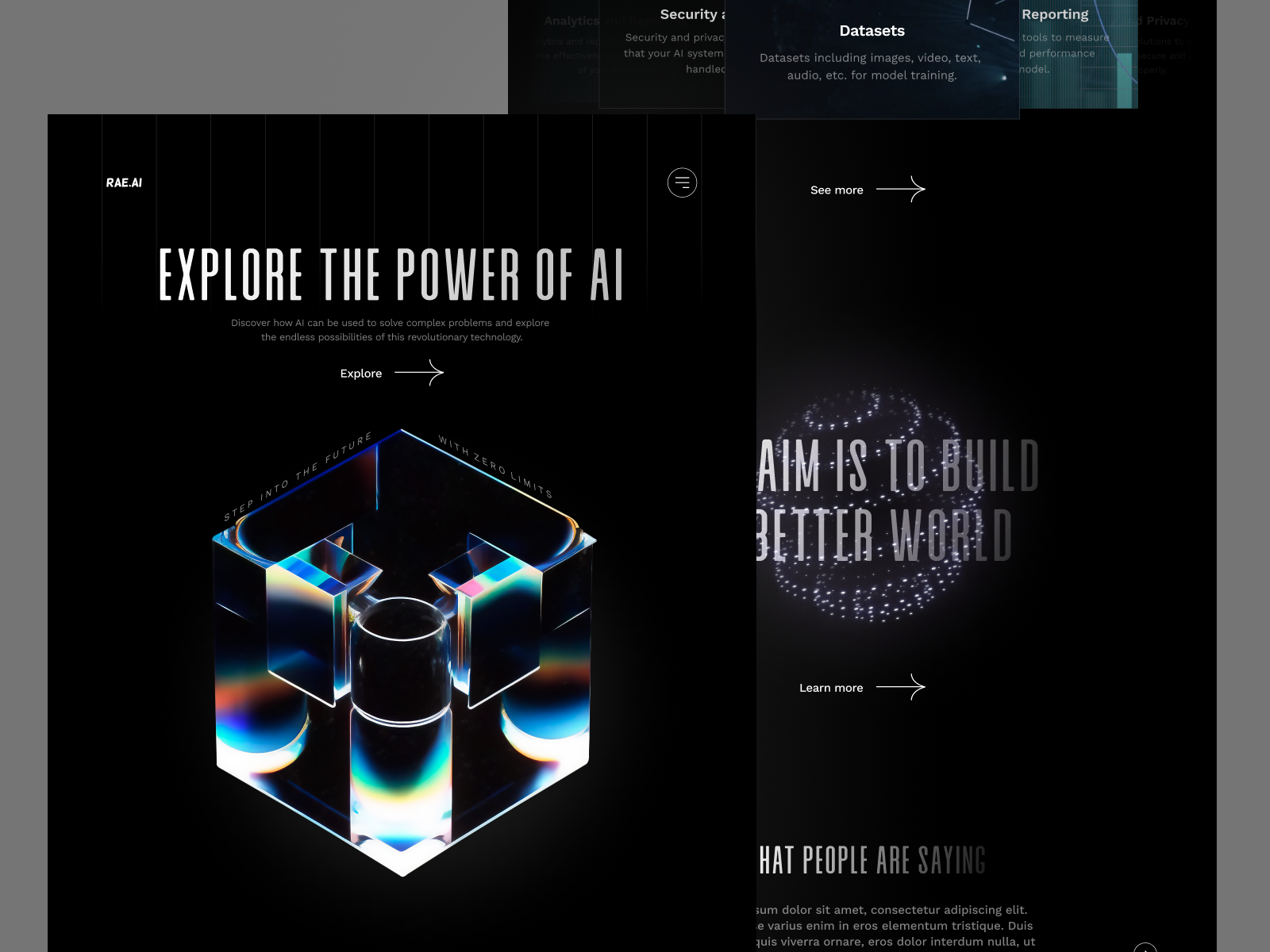 AI Landing page ai artificial intelligence dark mode dark theme design landing landing page ui uiux ux website
