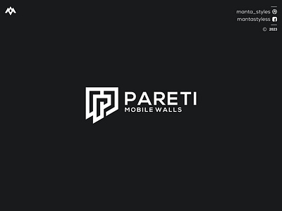 PARETI MOBILE WALLS branding design logo minimal p company logo p letter p logo vector