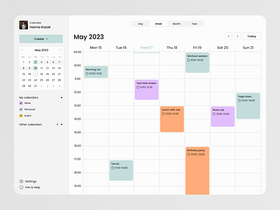 Event Calendar app calendar concept dashboard design event management slot time ui ux web design