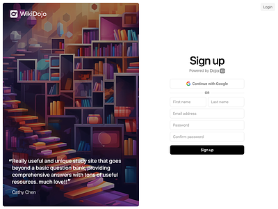 E-learning product signup page colorful design edtech flat illustration midjourney minimal ui vector web