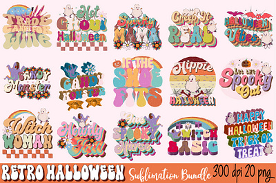 Retro Halloween Sublimation Design Bundle retro halloween