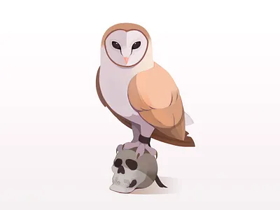 owl 2d adobe photoshop animal animals art artist barn owl character design characterdesign colorful concept art cute domestic owl fear game game art illustration magic owl skull