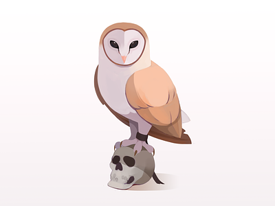 owl 2d adobe photoshop animal animals art artist barn owl character design characterdesign colorful concept art cute domestic owl fear game game art illustration magic owl skull