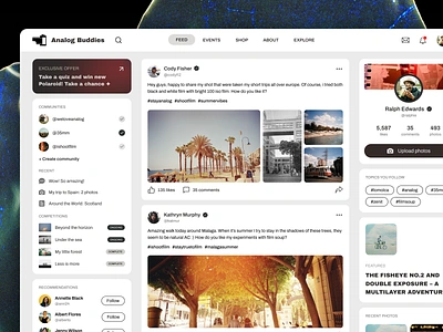 Analog photography community feed 📸 analog community feed film photography ui