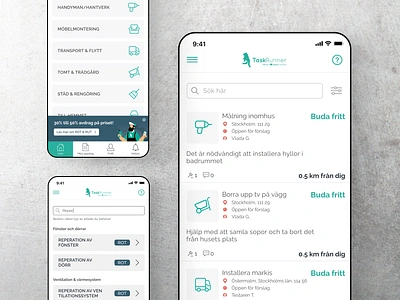 Online platform for ordering services | TaskRunner app application branding design figma flat household service husband for an hour illustration job minimalistic modern repair search service ui ux vector visual design work